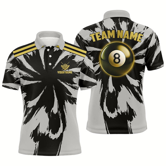 Goofygear Personalized Funny Grey Storm 8 Ball Pool Men Billiard Polo Shirts Custom Unique Billiard Jerseys