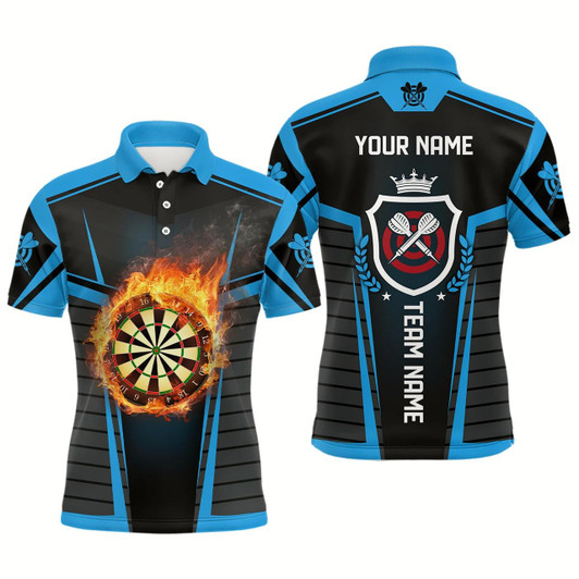 Goofygear Darts Flame Black Blue Men Darts Shirt Custom Cool Darts Shirt For Men Dart Jerseys
