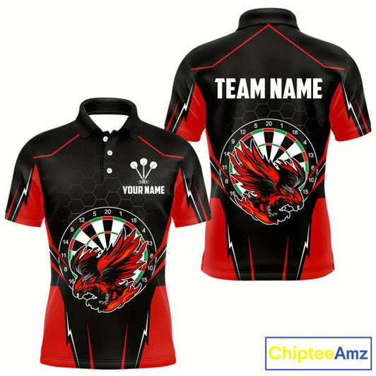 Goofygear Custom Men'S Darts Polo Shirts Red & Black Eagle Dartboard For Darts Jersey Style 2