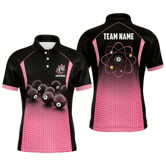 Goofygear Personalized Billiard Balls Black And Pink Gradient 3D All Over Print Billiard Polo Shirts For Men