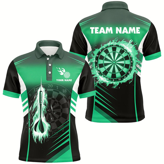 Goofygear Personalized Darts Fire Arrow Men Dart Polo Shirts Custom Flame Dart Shirt Darts Jersey Green