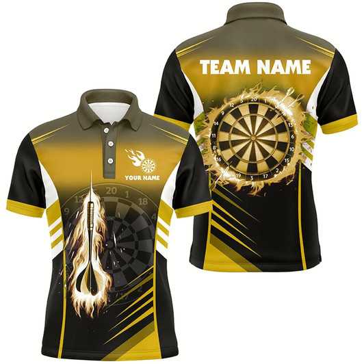 Goofygear Personalized Darts Fire Arrow Men Dart Polo Shirts Custom Flame Dart Shirt Darts Jersey Yellow Style 1