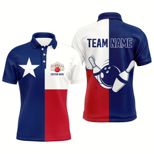 Goofygear Texas Flag Bowling Shirts For Men Bowling Team League Jersey Custom Bowling Polo Shirts