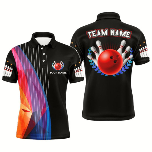 Goofygear Custom Name Bowling Polo Shirt For Men Funny Bowling Jersey Personalized Bowling Team League Shirt