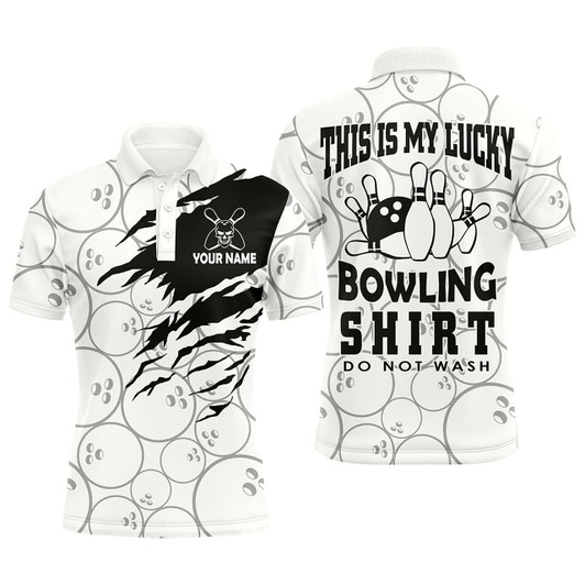 Goofygear Funny Bowling Shirt For Men Custom Name Lucky Bowling Shirt Polo Short Sleeve Bowler Jersey