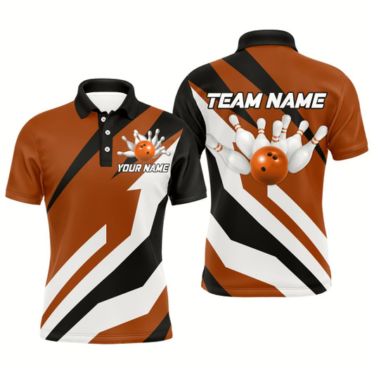Goofygear Orange Bowling Polo Shirts Unisex Custom Bowling Jersey For Men & Bowling Team League