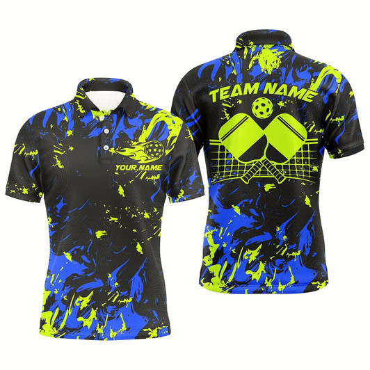 Goofygear Blue And Green Custom Pickleball Team Shirts For Men, Pickleball Polo Shirts Team Outfits