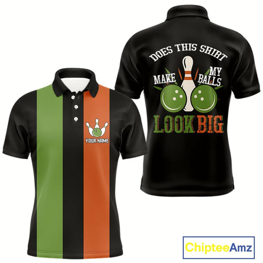 Goofygear Green & Orange Retro Black Bowling Shirts For Men Custom Does This Shirt Make My Balls Look Big