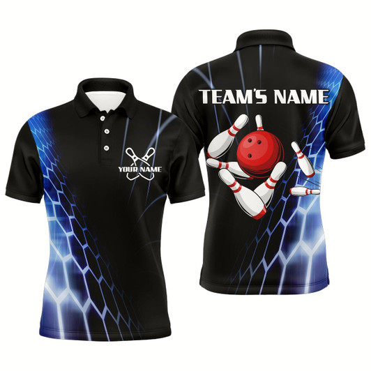 Goofygear Custom Bowling Polo Shirts For Men Vintage Bowling Jersey Black Bowling Team League Shirts