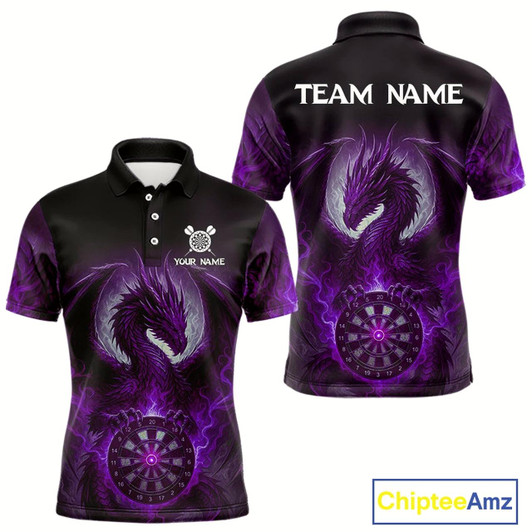 Goofygear Custom Black And Purple Smoke Dragon Dartboard Dart Shirt For Men Outfits Dart Jerseys