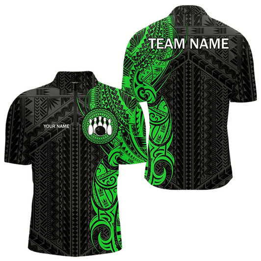 Goofygear Black And Green Tribal Pattern Mens Bowling Shirts Custom Bowling Outfit Men Team Bowling League Jersey Style 1