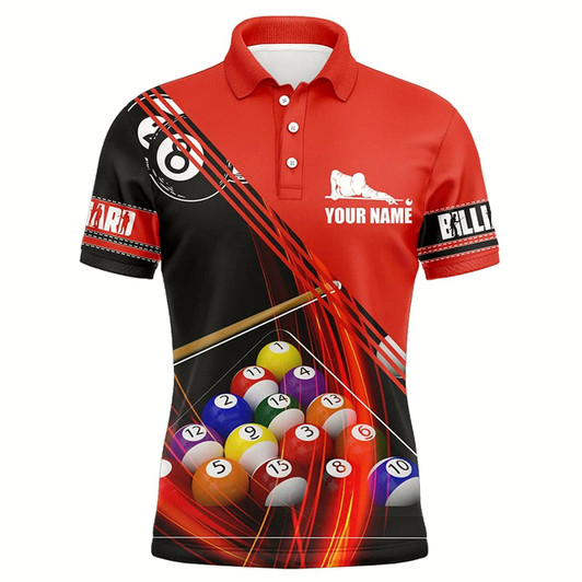 Goofygear Personalized Billiard Balls 3D Polo Shirts For Men, Custom Player Billiards Pool Shirts