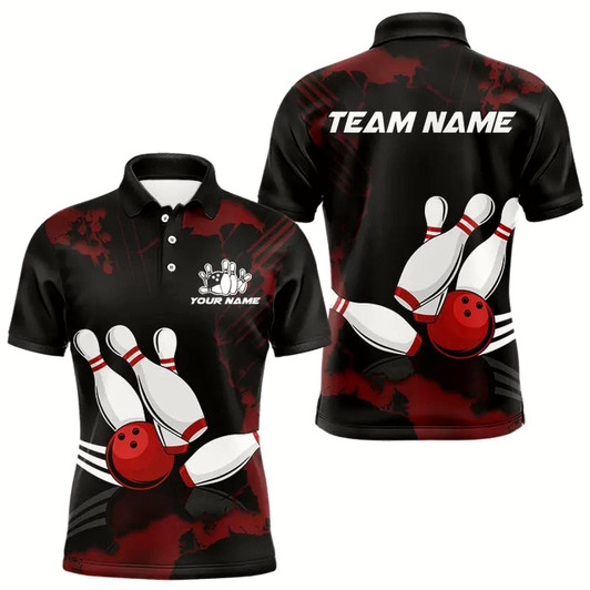 Goofygear Black And Red Bowling Shirts For Men Custom Bowling Team League Jerseys, Gift For Bowlers