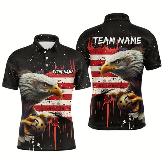 Goofygear American Flag Bowling Shirt Custom Eagle Bowling Jersey For Men Polo Bowling League