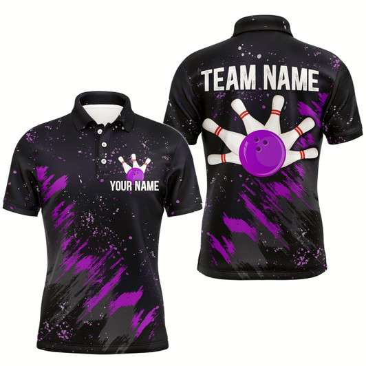 Goofygear Personalized Purple Bowling Jersey Team Custom Bowling Polo Shirt For Men & Style 2