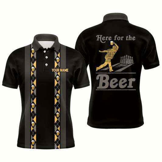 Goofygear Personalized Black Retro Bowling Shirts For Men Custom Here For The Beer Bowling Team Jerseys