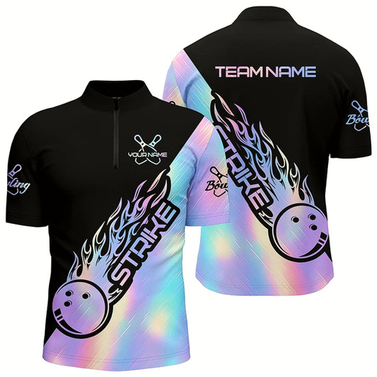 Goofygear Strike Bowling Polo Shirts For Men, Custom Bowling Team Shirts Bowler Outfit Style 2