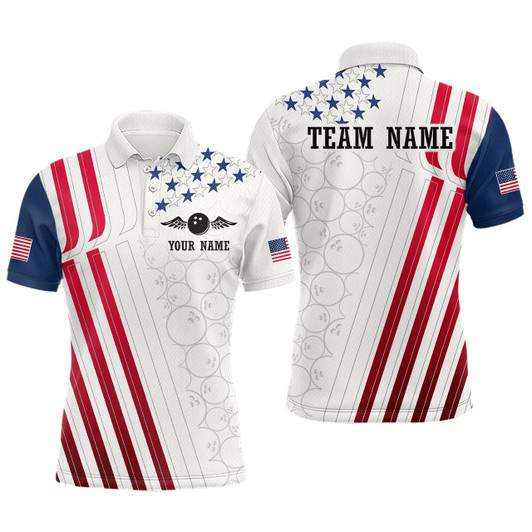 Goofygear American Flag Bowling Shirts For Men Team Bowling Shirt Patriotic Bowling Shirt