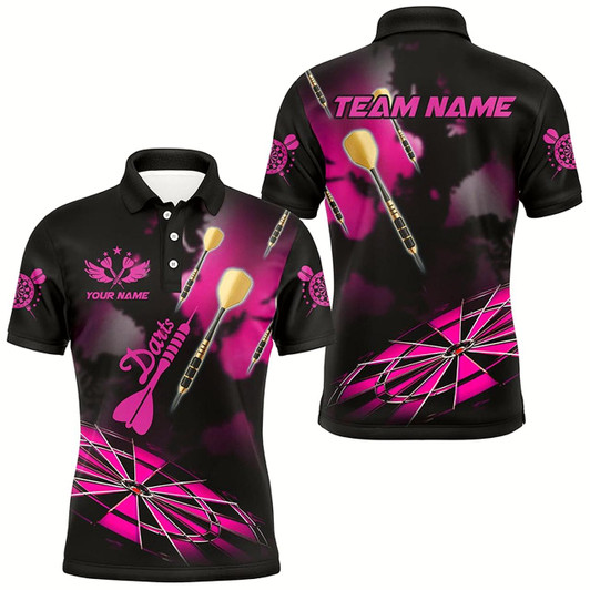 Goofygear Pink Dart Board Hazy Smoke Custom 3D Dart Shirts For Men, Darts League Team Shirt Dart Jerseys
