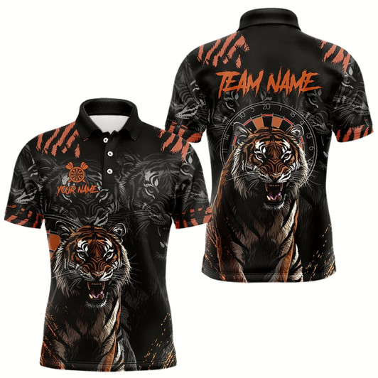 Goofygear Personalized Tiger Darts Shirt With Pocket Option For Men, Darts Team Jersey
