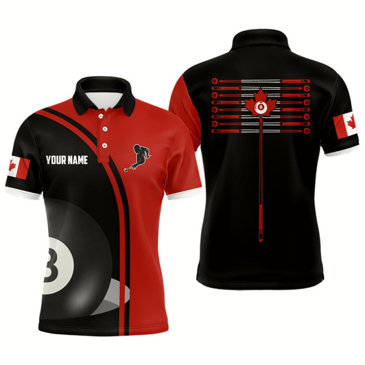 Goofygear Personalized Canadian Flag Billiard 8 Ball Pool Billiard Polo Shirts For Men, 8 Ball Pool Jerseys