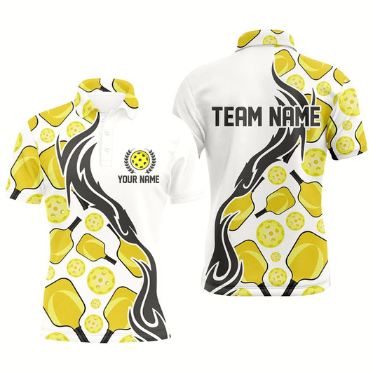 Goofygear Custom Men'S Pickleball Polo Shirts With Team Name, Outdoor Pickleball Outfits For Players Style 3