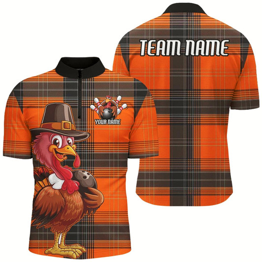 Goofygear Custom Funny Turkey Bowling Shirts For Men, Thanksgiving Bowling Team Shirt Bowler Outfits Style 3