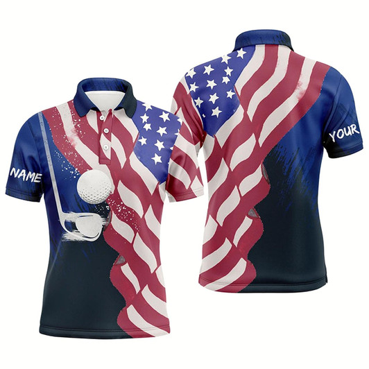 Goofygear Watercolor 3D American Flag Golf Polos 4Th Of July Golfer Gifts, Patriotic Golf Tops For Men