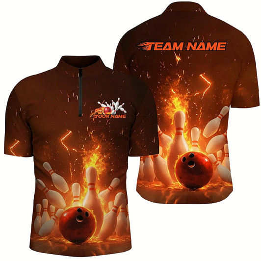 Goofygear Custom Flame Bowling Shirts For Men, Fire Bowling Team League Shirt Bowler Uniform Outfits Style 2