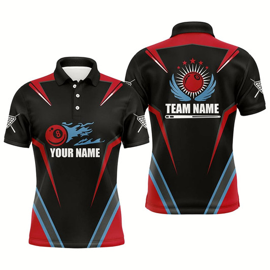 Goofygear Personalized Billiard Ball 8 Flame Polo Shirts For Men, Custom Pool Billiard Jerseys