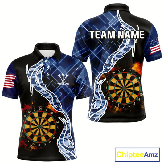 Goofygear Colorful Splash Dartboard & Cobalt Camo Darts Shirt For Men - Custom Team Name Style 1