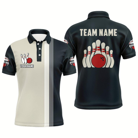 Goofygear Custom Bowling Shirt For Men Personalized Bowling Team League Jersey Navy Bowling Shirt