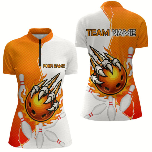 Goofygear Custom Sharp Claws Bowling Shirt Orange Men Team Bowling Flaming Jerseys