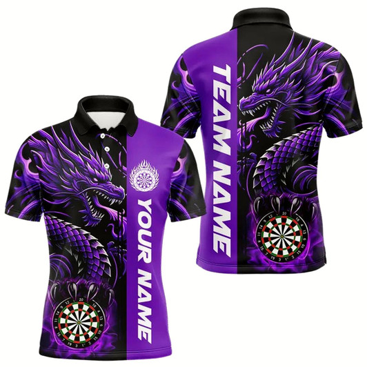 Goofygear Custom Dragon Dart Shirts For Men, Personalized 3D Dart League Uniform Best Dart Jerseys Purple