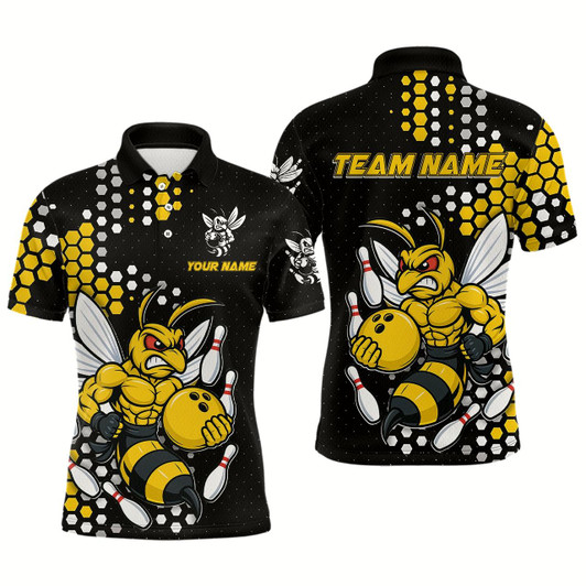 Goofygear Custom Funny Bee Bowling Team Shirt Bowling Jersey For Men Bowling Outfit Gifts