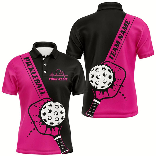 Goofygear Black And Pink Custom Pickleball Team Shirts For Men, Pickleball Jersey Men'S Pickleball Outfit