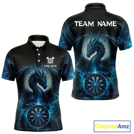 Goofygear Custom Black And Blue Smoke Dragon Dartboard Dart Shirt For Men Outfits Dart Jerseys