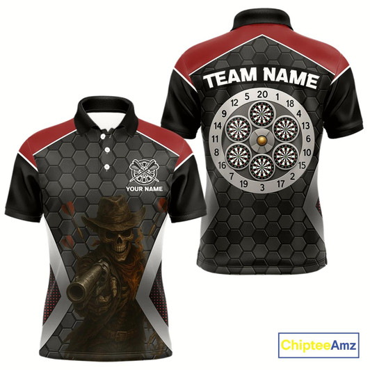 Goofygear Skull Sheriff Shoots Darts Arrow Darts Shirt For Men - Customizable Name & Team