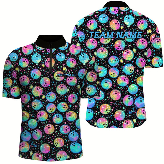 Goofygear Custom Colorful Bowling Shirts For Men, Galaxy Bowling Team Shirts Bowler Outfits Style 1