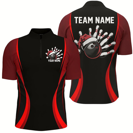 Goofygear Custom Christmas Bowling Shirts For Men, Bowling Team Shirts Christmas Bowling Outfits Red