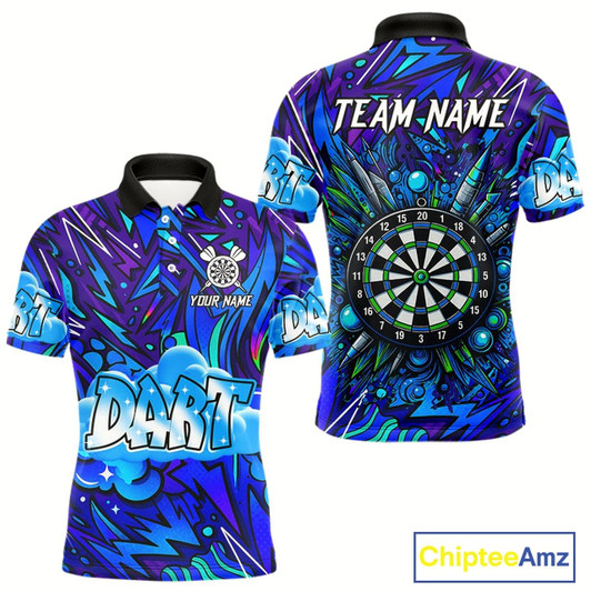 Goofygear Comic Blast Dartboard Custom Blue Darts Shirt For Men - Name & Team For Players