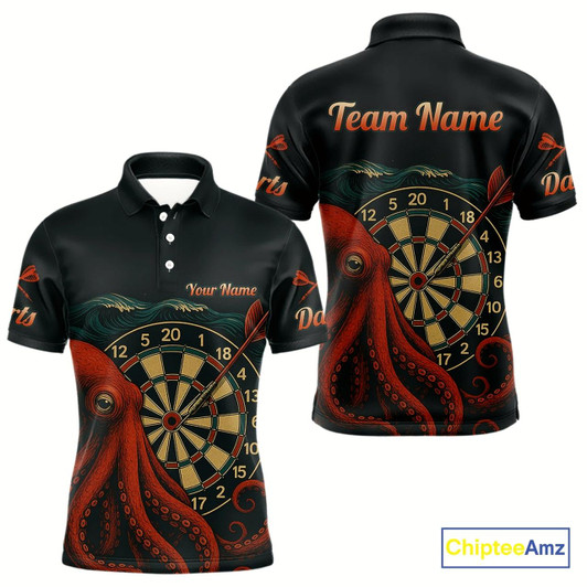 Goofygear Scarlet Octopus Dart Team Shirt For Men Players – Unique Custom With Player Name
