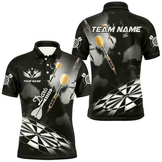 Goofygear Black White Dart Board Hazy Smoke Custom 3D Dart Shirts For Men Darts League Team Shirt Dart Jersey