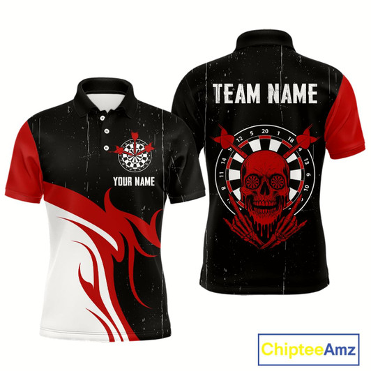 Goofygear Red Skull Dartboard Grunge Custom Dart Shirt For Men, Dart Team Jerseys