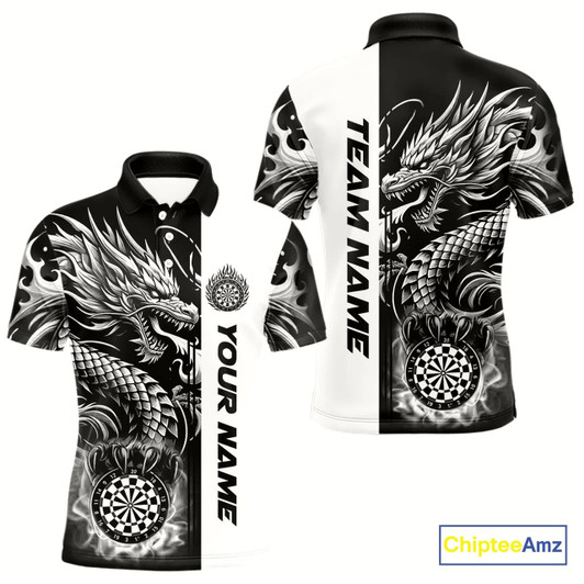 Goofygear Custom Dragon Dart Shirts For Men, Personalized 3D Dart League Uniform Best Dart Jerseys White