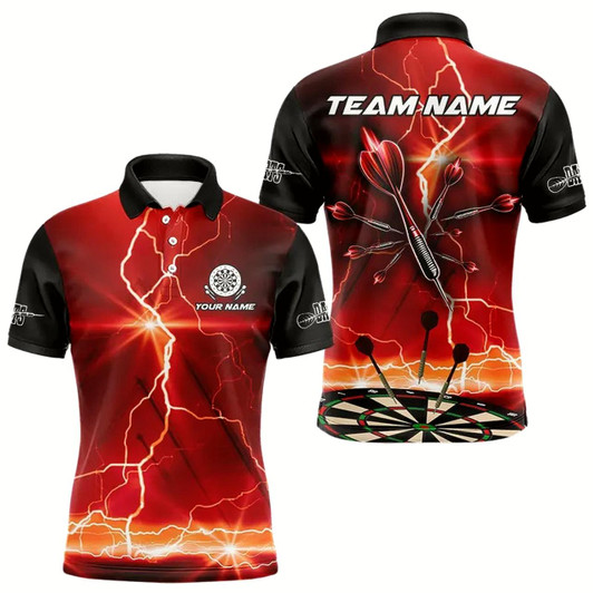 Goofygear Customized Lightning Dart Shirt With Pocket Option For Men, Red Dart Jersey