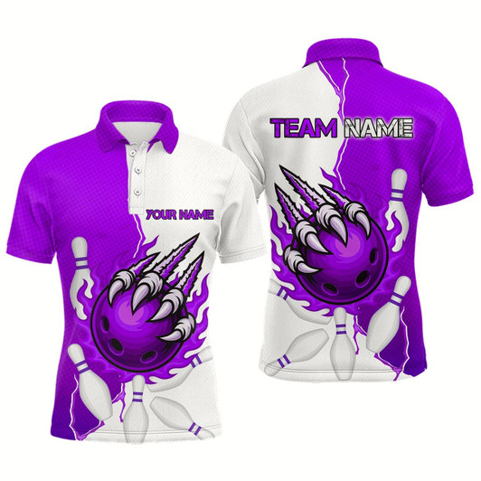 Goofygear Custom Sharp Claws Bowling Shirt Purple Men Team Bowling Flaming Jerseys