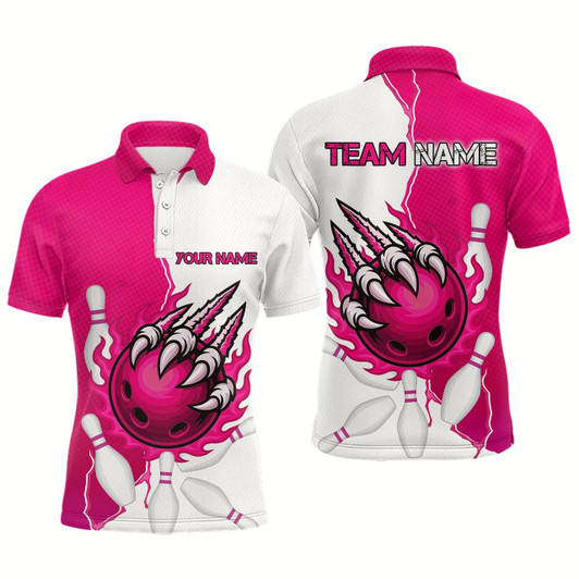 Goofygear Custom Sharp Claws Bowling Shirt Pink Men Team Bowling Flaming Jerseys