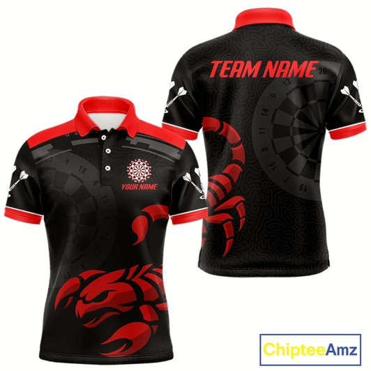 Goofygear Black And Maroon Scorpion Darts Shirt For Men - Custom Team Name - Darts Jersey