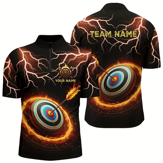 Goofygear Personalized Fire Archery Target Thunder Lightning Custom Men Archery Polo Shirts, Archery Jerseys Style 2